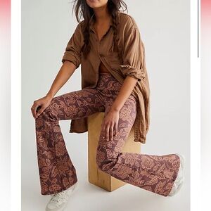 Free People We The Free Penny Pull-On Printed Flare Jeans
